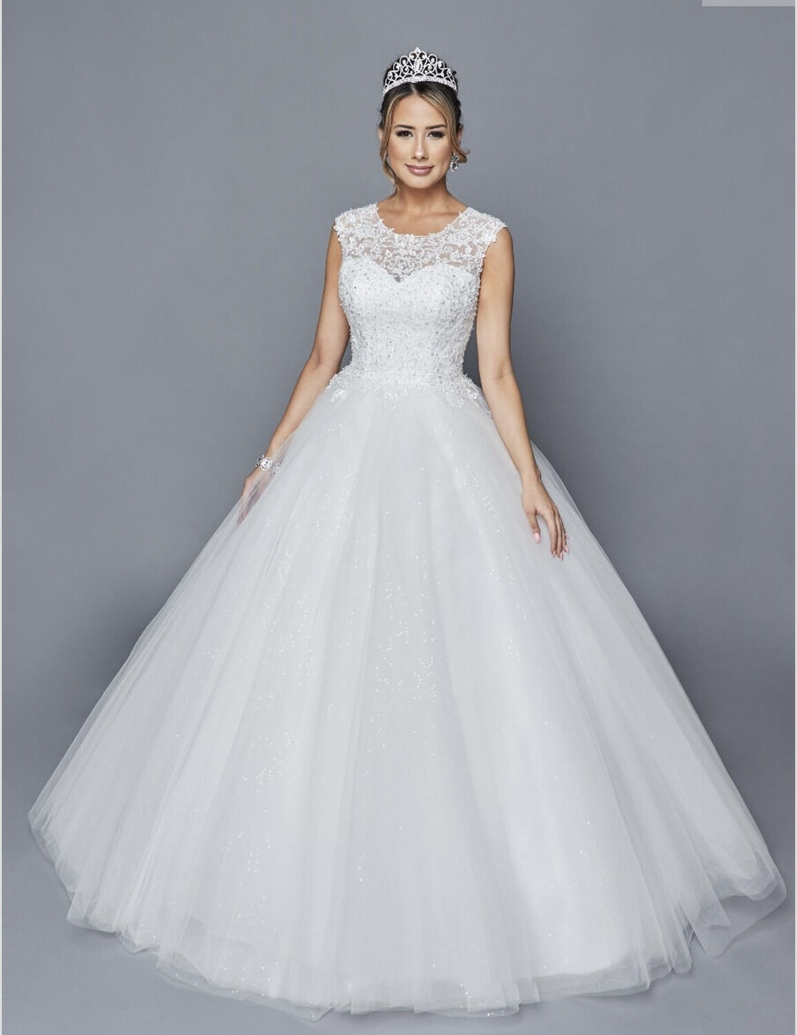 Tulle Cap Sleeve Gown