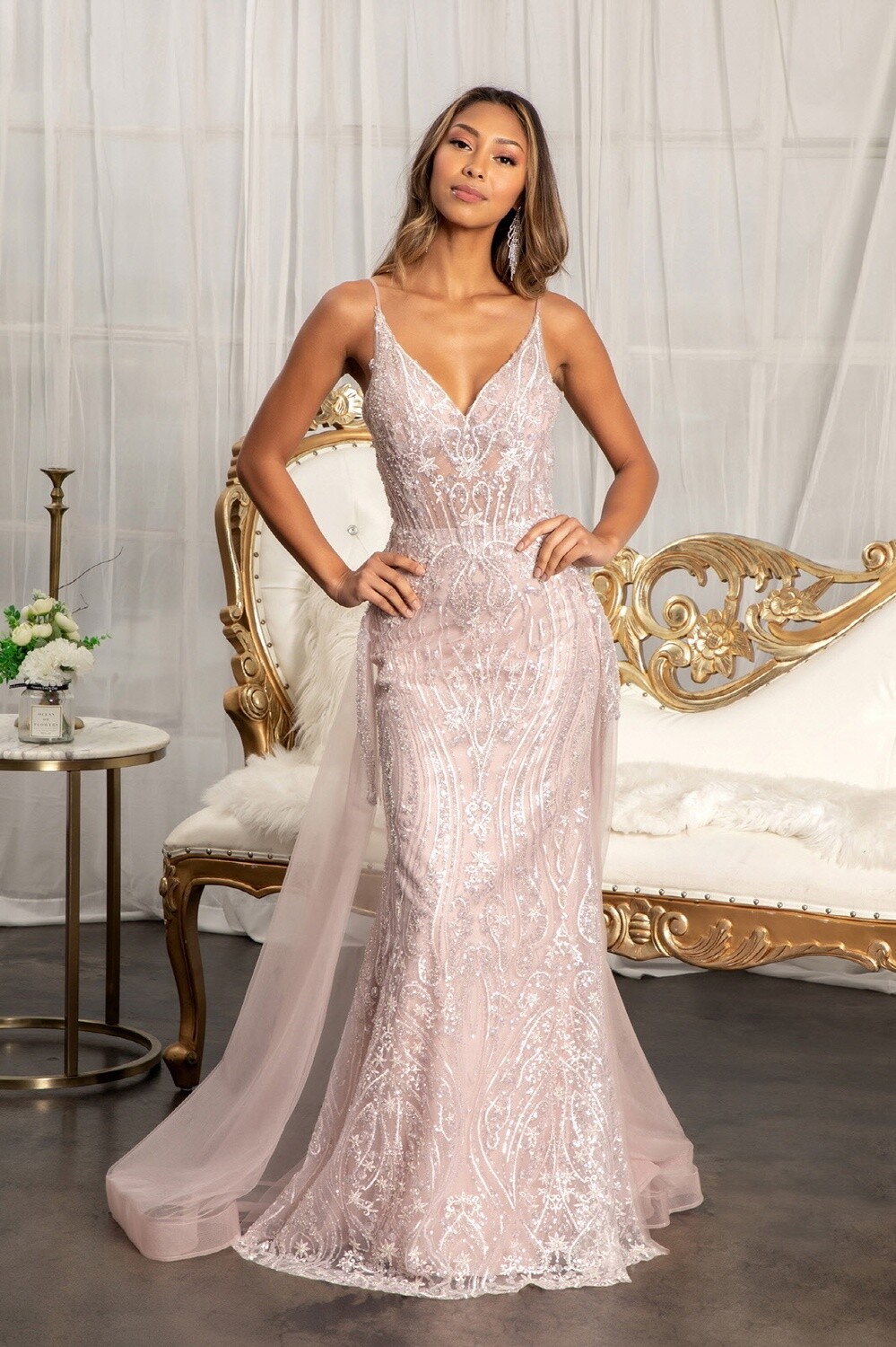 Sheer Bodice Mesh Mermaid Formal