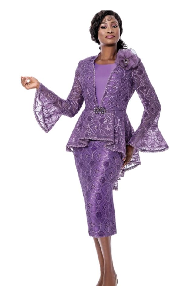3 PC Lace Sequin Skirt Suit