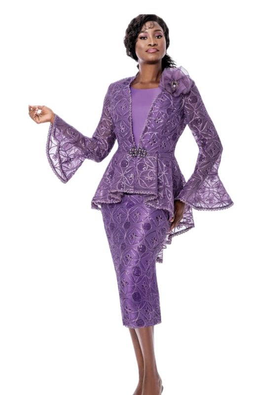 3 PC Lace Sequin Skirt Suit