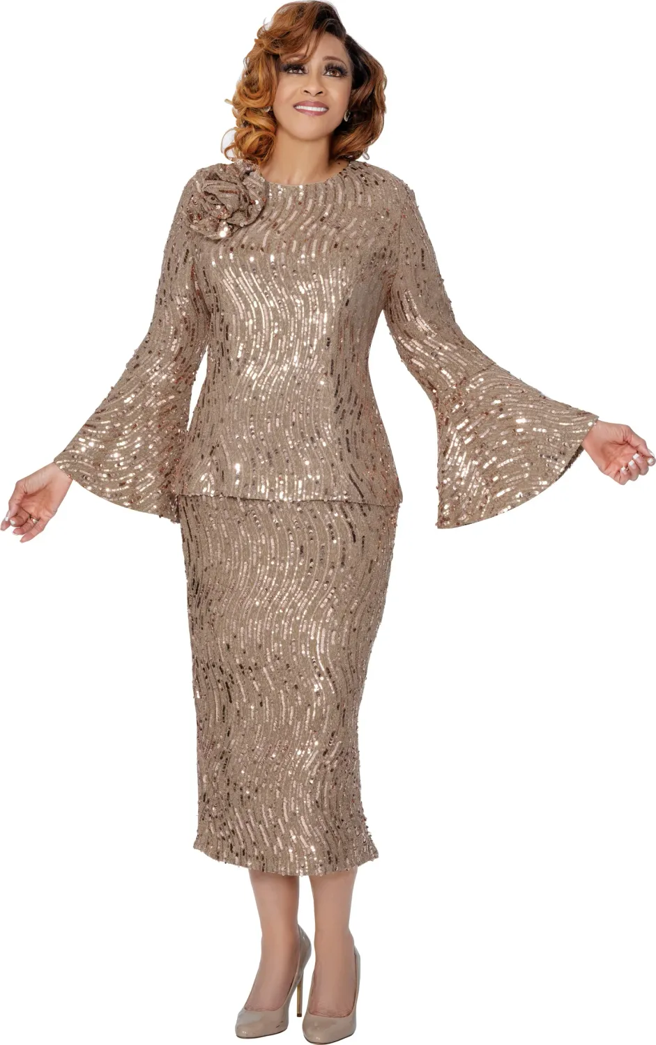 2 PC Sequin Skirt Suit