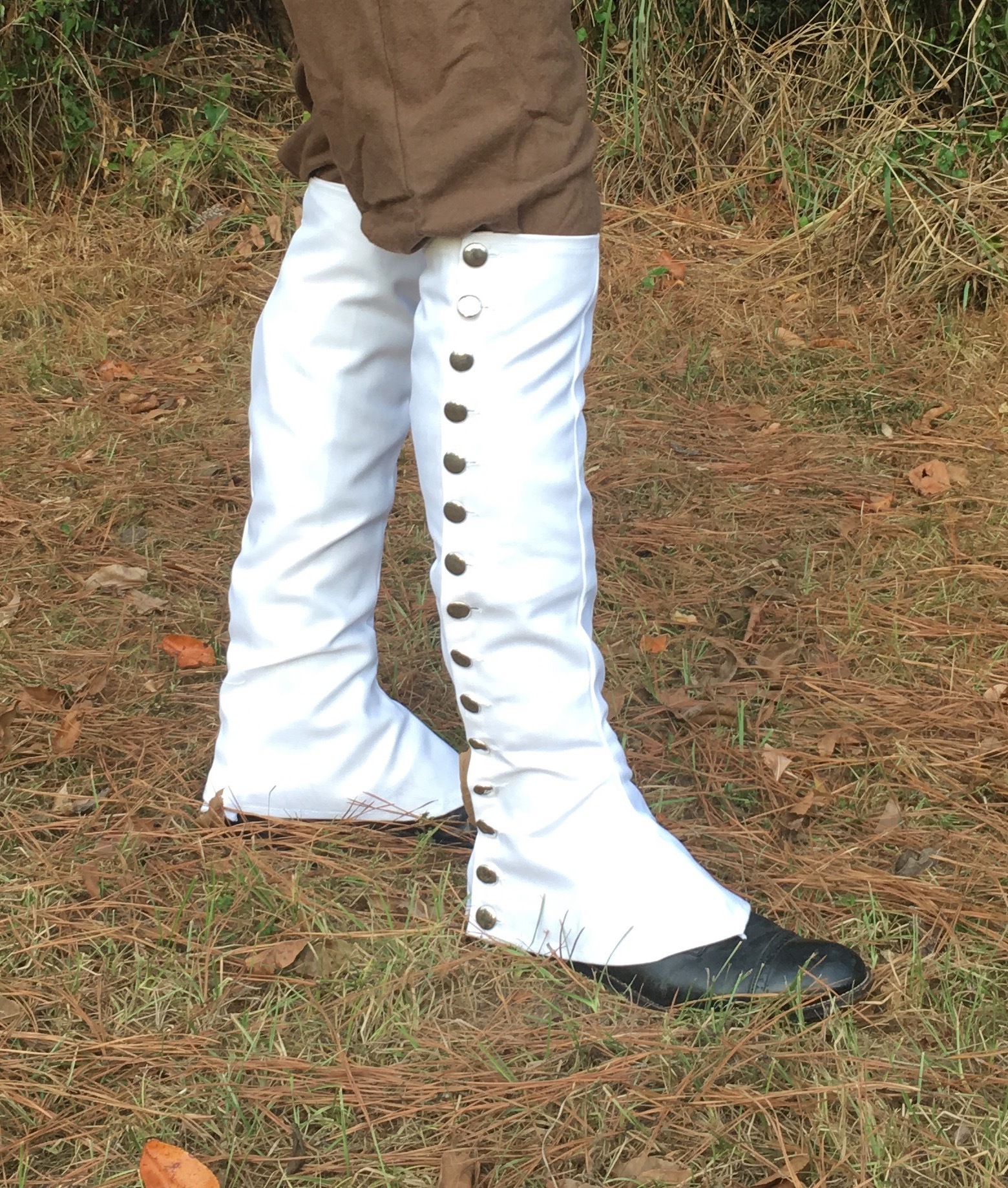 White Canvas Knee Gaiters Purchase Reproduction Veteran Arms from