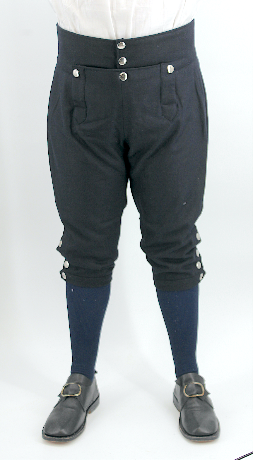 Dark Blue Wool Colonial Period Knee Breeches Purchase Reproduction