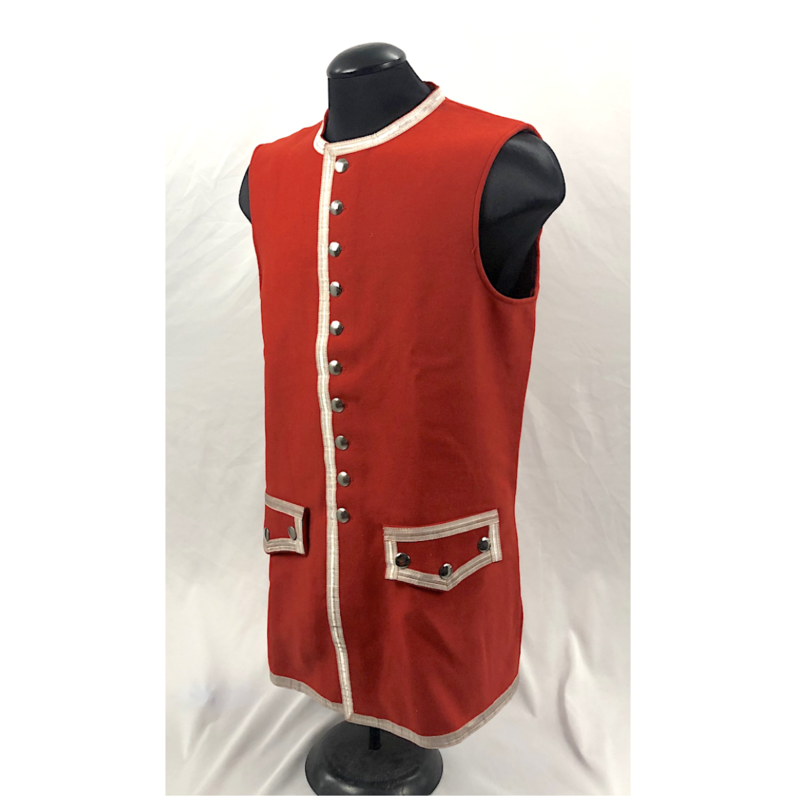 Red Wool Military Waistcoat with Silver Metallic Trim Size 46