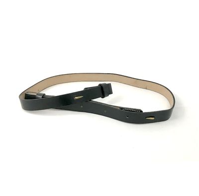 Sam Browne Military Leather Belt With Crossover Shoulder Strap – British Army Officer Style – Black, 2" Width