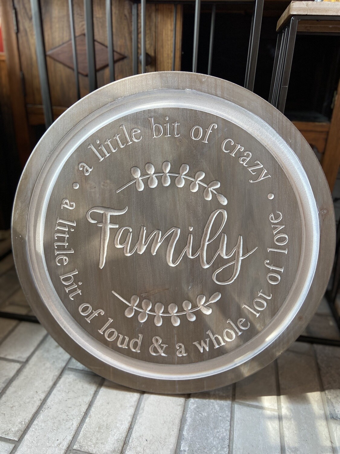 Family Round Wood Sign