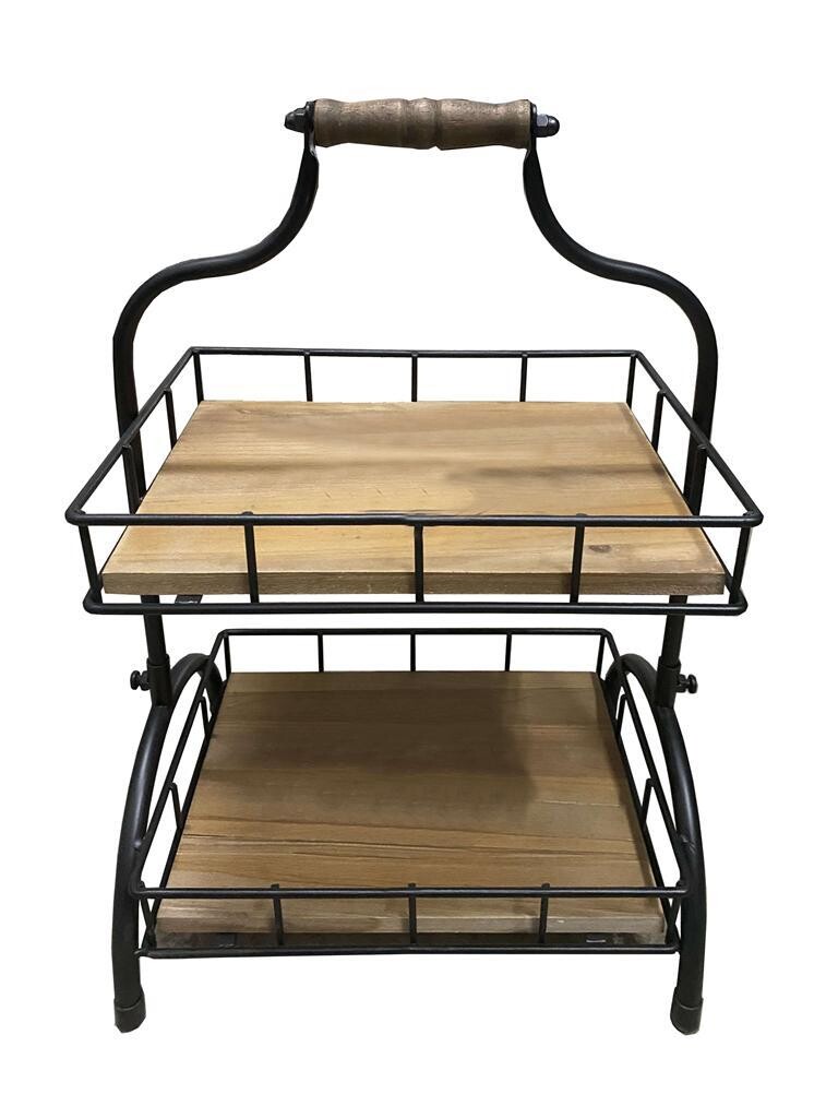 Metal and Wood two tier tray