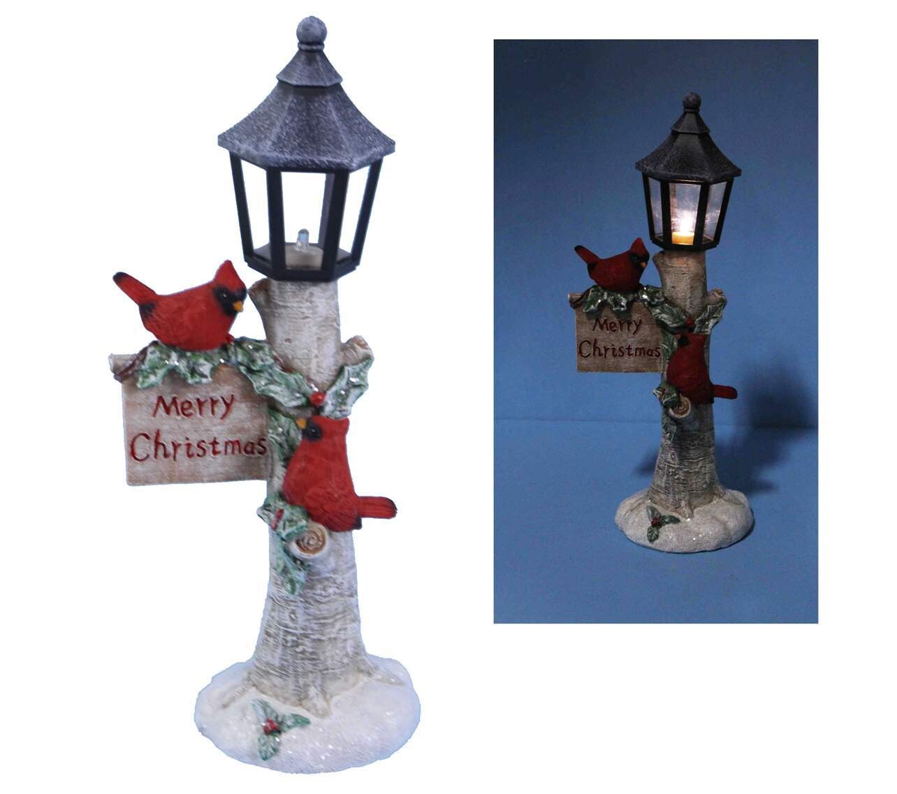 Cardinal w/LED Lamp Post