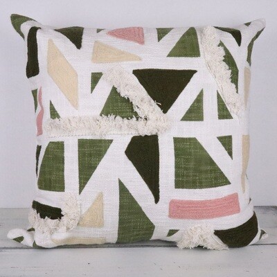 Green/Pink Pillow with Fringe