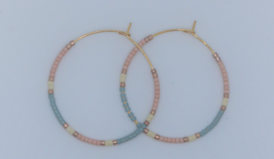 Earrings: Blue/Pink Miyuki Hoops
