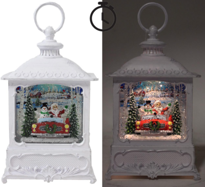 Santa & Snowman LED/Timer/Glitter/Water Spinning Globe