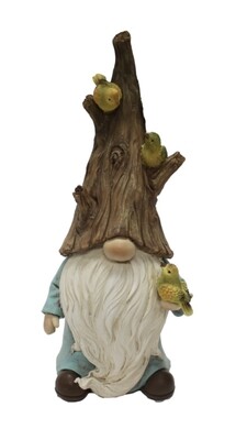 Gnome & Birds w/ Lightup Tree Trunk Hat