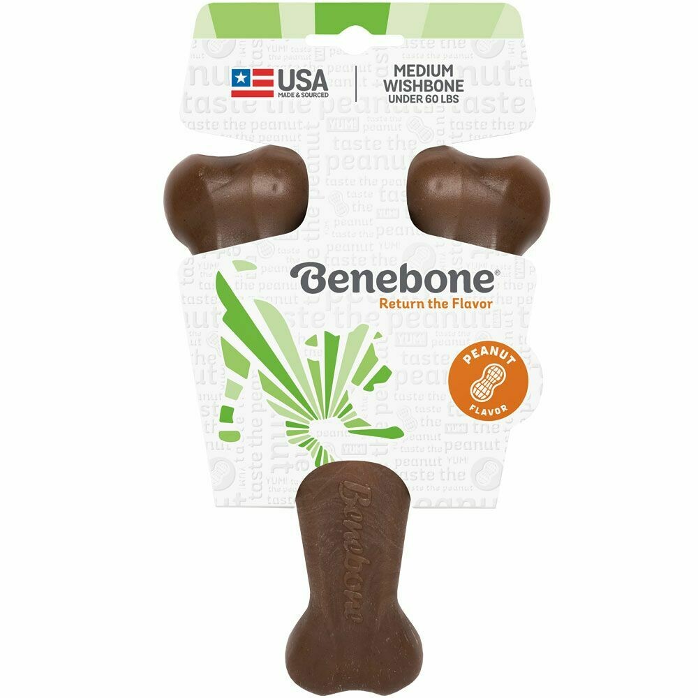 Benebone Wishbone Shape Medium Peanut