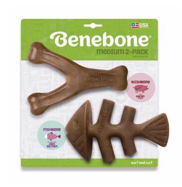 Benebone Medium 2-pack wishbone/salmon