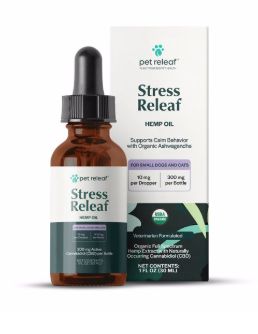 Pet Releaf 1oz 300mg CBD Stress Hemp Oil SM Breed