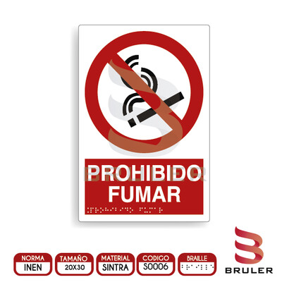 Señalética A4 - Prohibido fumar - BRAILLE adicional