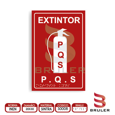 Señalética A4 - Extintor PQS - BRAILLE adicional