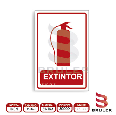 Señalética A4 - Extintor - BRAILLE adicional