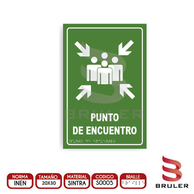 Señalética A4 - Punto de encuentro - BRAILLE adicional