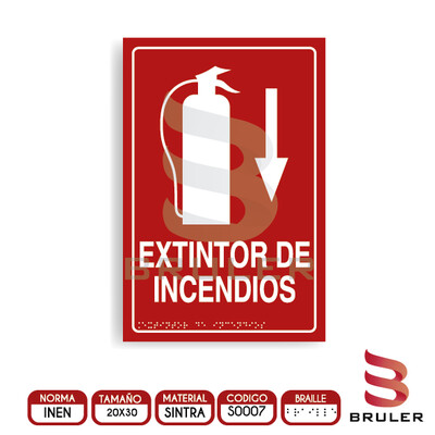 Señalética A4 - Extintor de incendios - BRAILLE adicional