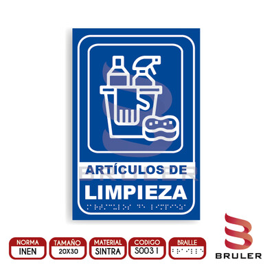 Señalética A4 - Artículos de limpieza - BRAILLE adicional