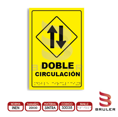 Señalética A4 - Doble circulación - BRAILLE adicional