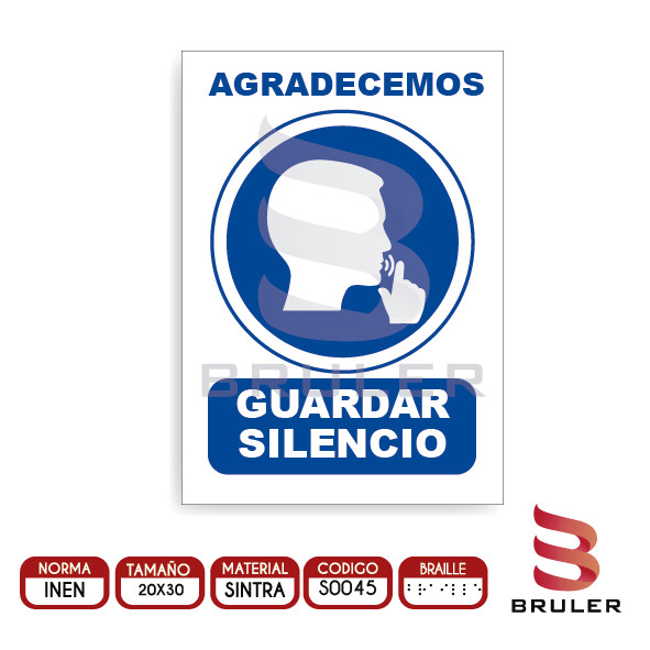 Señalética A4 - Guardar silencio - BRAILLE adicional