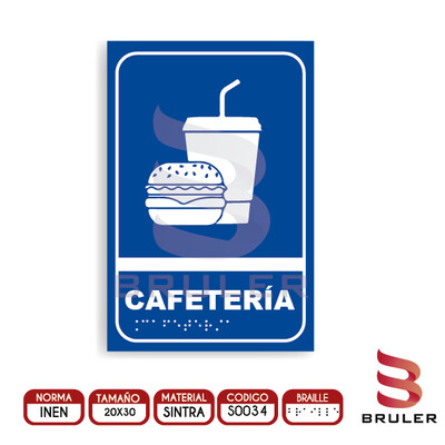 Señalética A4 - Cafetería - BRAILLE adicional