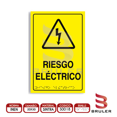 Señalética A4 - Riesgo Eléctrico - BRAILLE adicional
