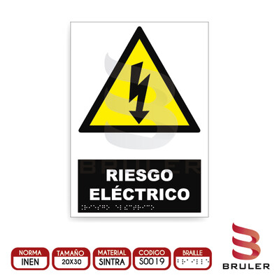 Señalética A4 - Riesgo Eléctrico - BRAILLE adicional