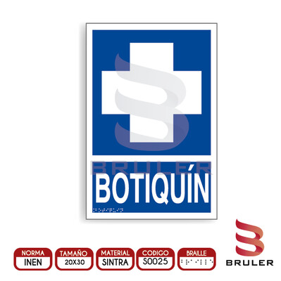 Señalética A4 - Botiquín - BRAILLE adicional
