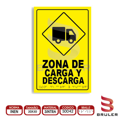 Señalética A4 - Zona de carga y descarga - BRAILLE adicional
