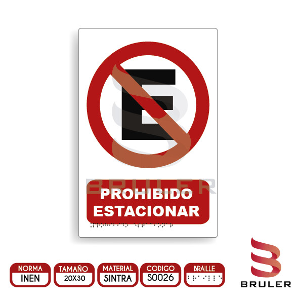 Señalética A4 - Prohibido Estacionar - BRAILLE adicional
