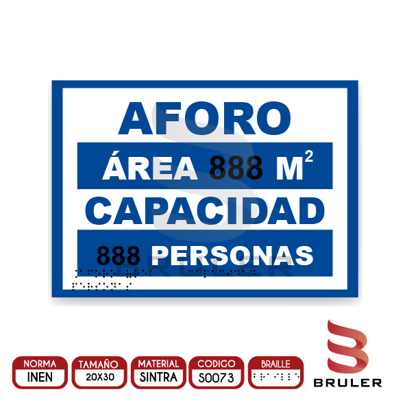 Señalética A4 - Aforo- BRAILLE adicional