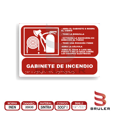 Señalética A4 - Gabinete de incendios - BRAILLE adicional