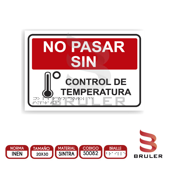 Señalética A4 - Control de temperatura - BRAILLE adicional