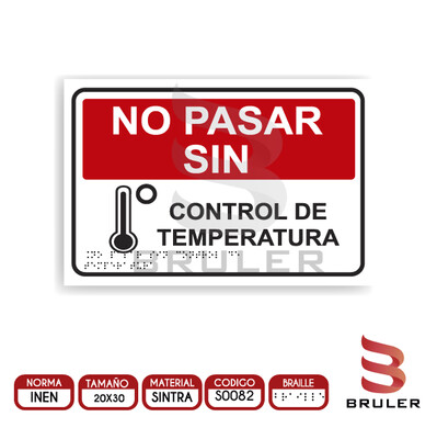Señalética A4 - Control de temperatura - BRAILLE adicional