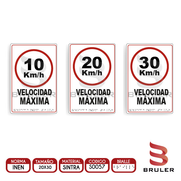 Señalética A4 - Velocidad máxima - BRAILLE adicional