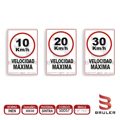 Señalética A4 - Velocidad máxima - BRAILLE adicional
