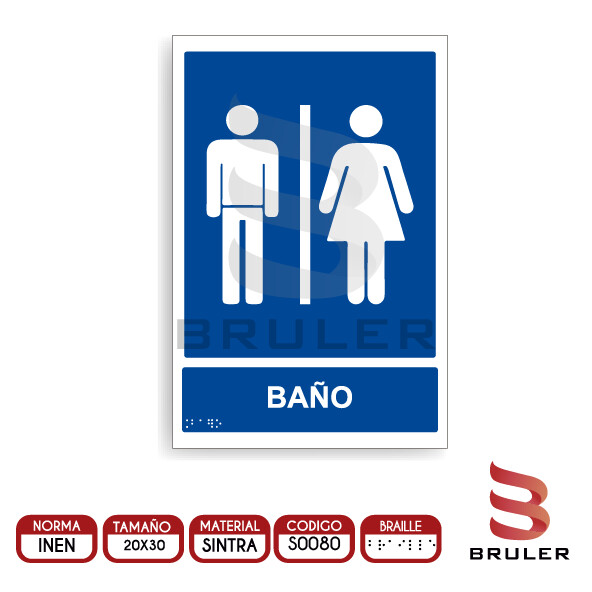Señalética A4 - Baño - BRAILLE adicional