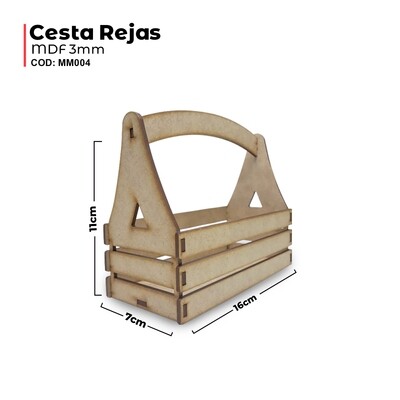 Caja cesta rejas mdf 3mm 16x7x11cm