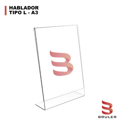 Display en acrílico 2mm tipo L tamaño A3