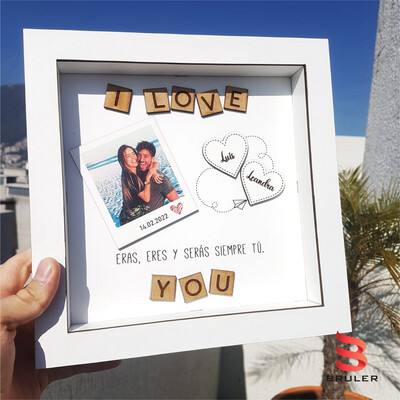 Marco en relieve I LOVE U personalizado