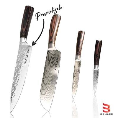 Set de cuchillos para chef acero damasco x4