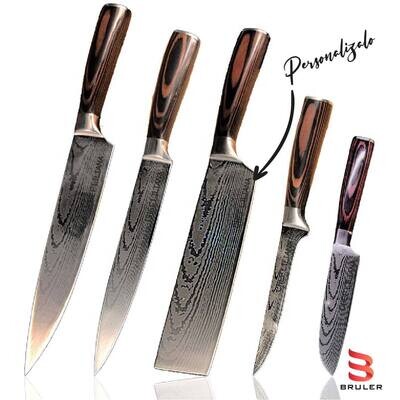 Set de cuchillos para chef acero damasco x5
