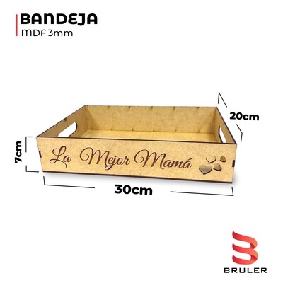Caja bandeja mejor mamá mdf 3mm 30x20x7cm