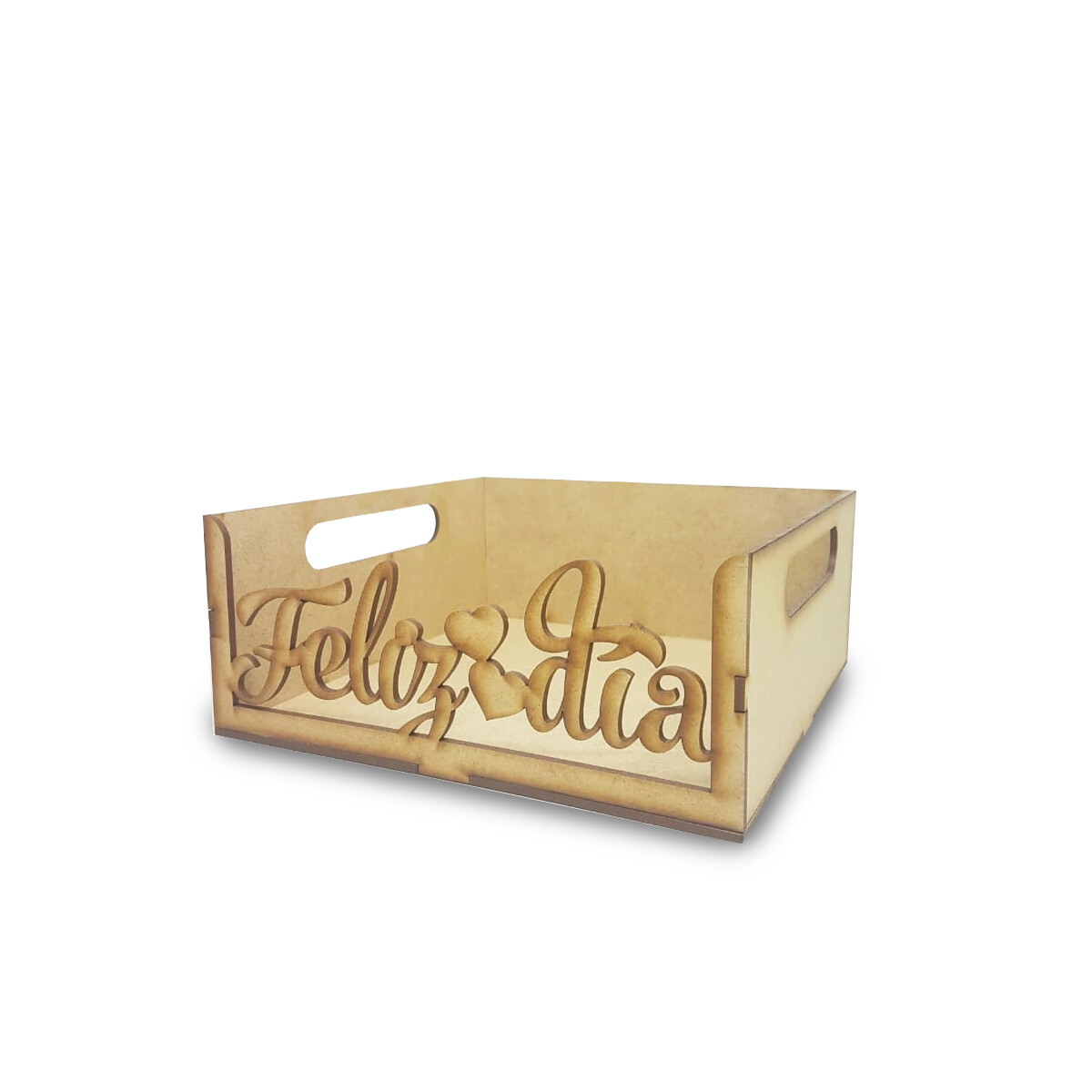Caja charol Feliz Día mdf 3mm 20x20x8cm