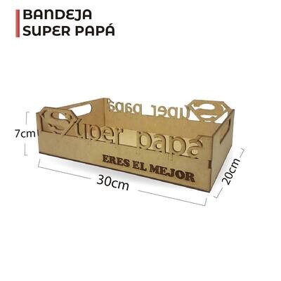 Caja bandeja súper papá mdf 3mm 30x20x7cm