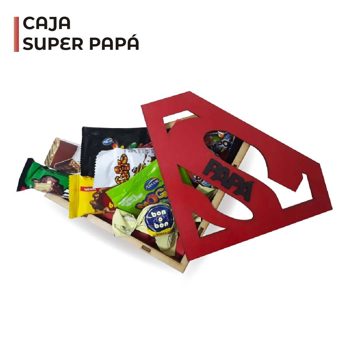 Caja súper papá color mdf 3mm 25x17x5cm