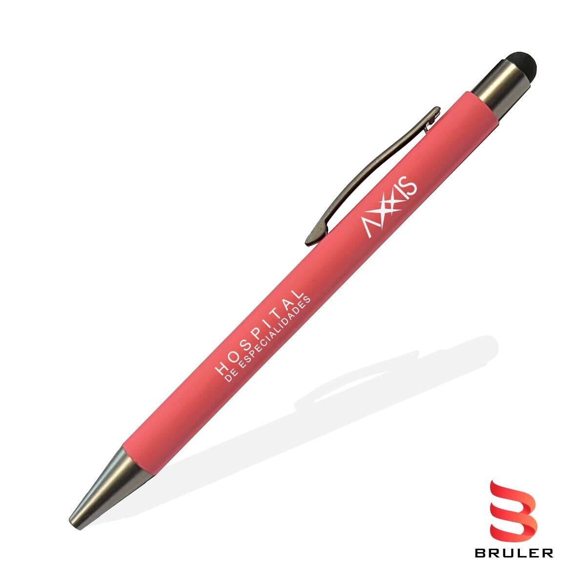 Esfero rubber metal touch rosado